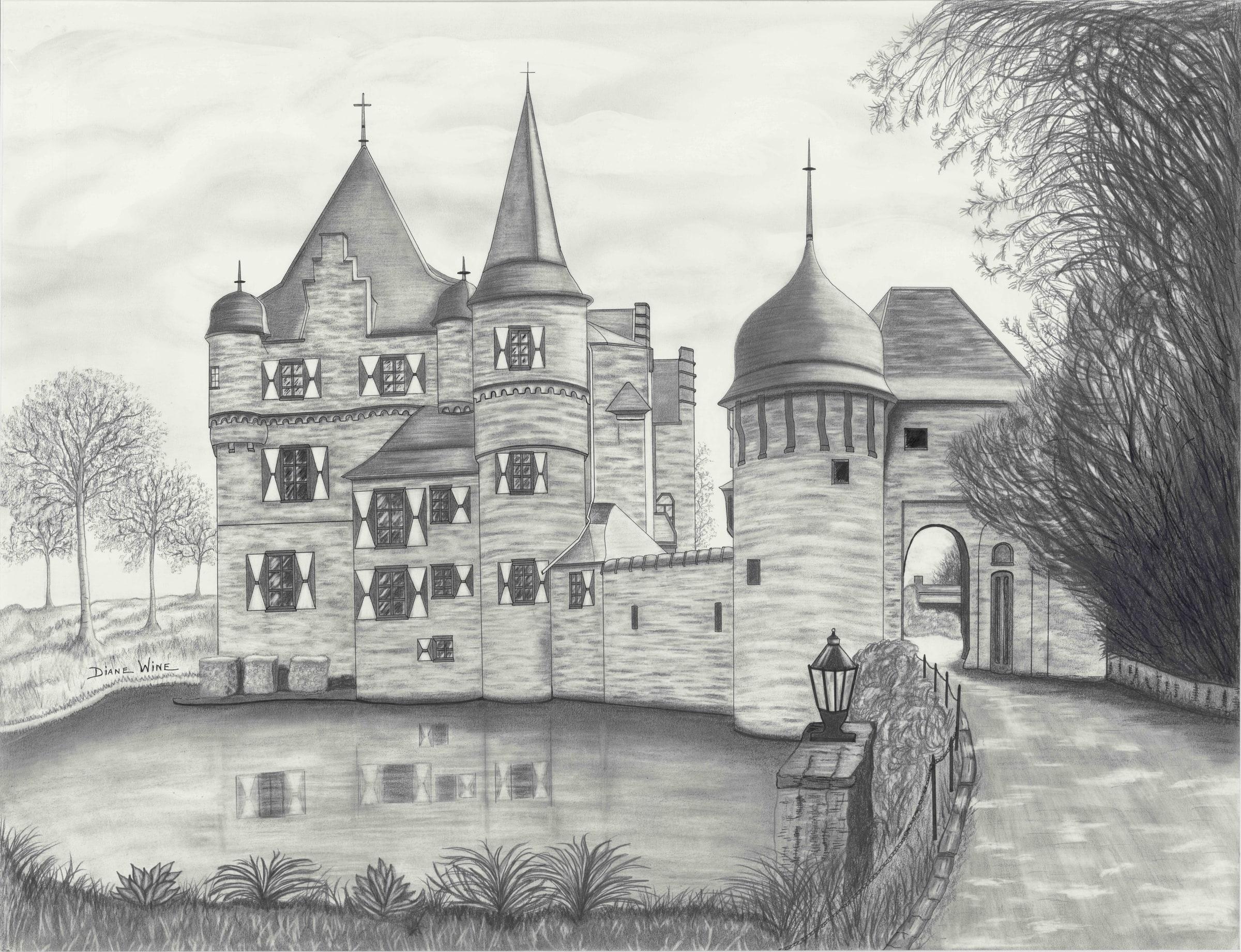 Diane Wine's rendering of Satzvey Castle in Rhineland, Germany